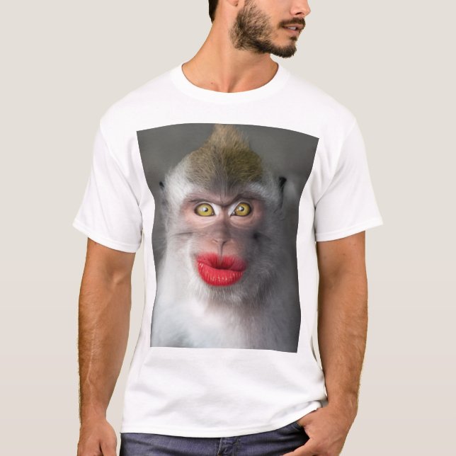 T-shirt lèvres de singe drôles (Devant)