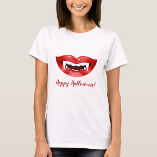 T-shirt Lèvres de Vampire Bouche Rouge avec Crocs Joy Hall