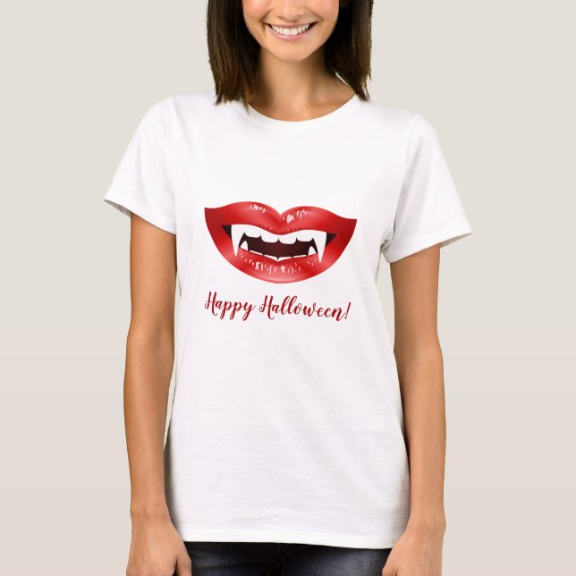T-shirt Lèvres de Vampire Bouche Rouge avec Crocs Joy Hall (Devant)