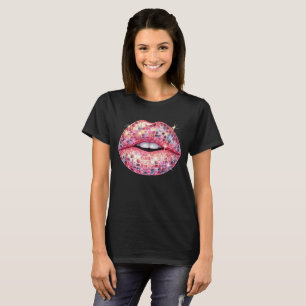 T-shirt Lèvres disco rose