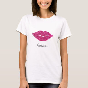 T-shirt Lèvres dorées rose scintillantes