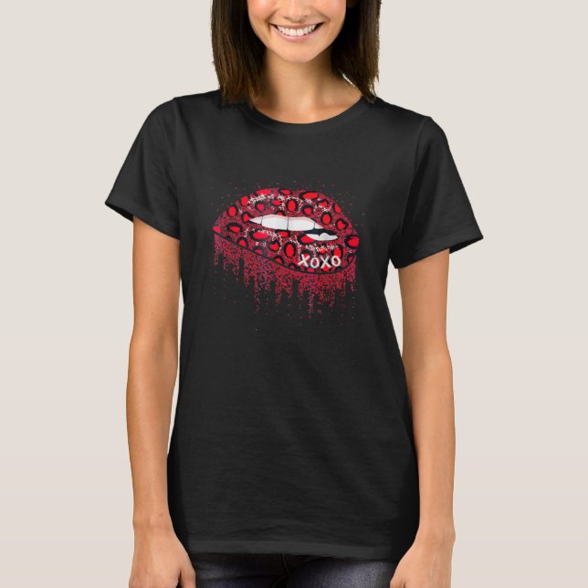 T-shirt Lèvres Empreintes de léopard roses Valentine Day X (Devant)