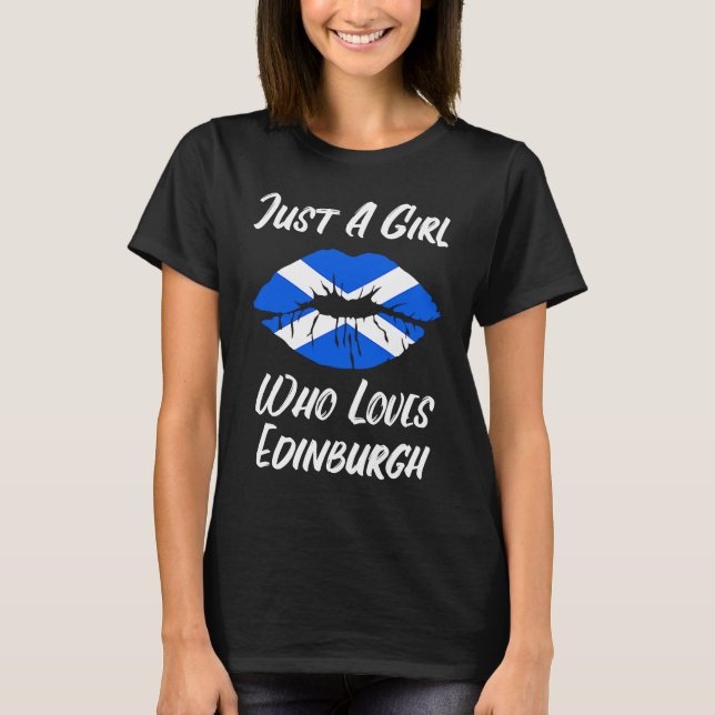 T-shirt Lèvres et bouche aiment le drapeau écossais Édimbo (Devant)