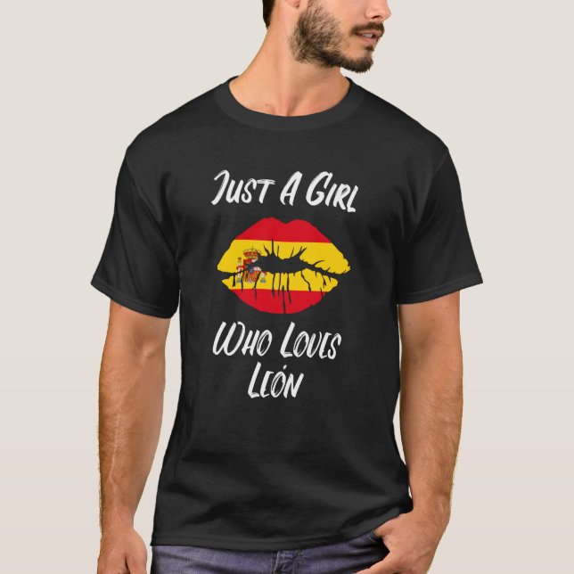T-shirt Lèvres et bouche amour drapeau espagnol Leon (Devant)