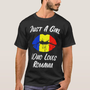 T-shirt Lèvres et Bouche Amour Drapeau roumain Roumanie
