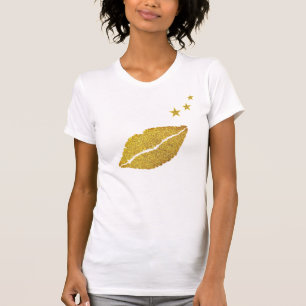 T-shirt Lèvres et étoiles scintillantes dorées élégantes