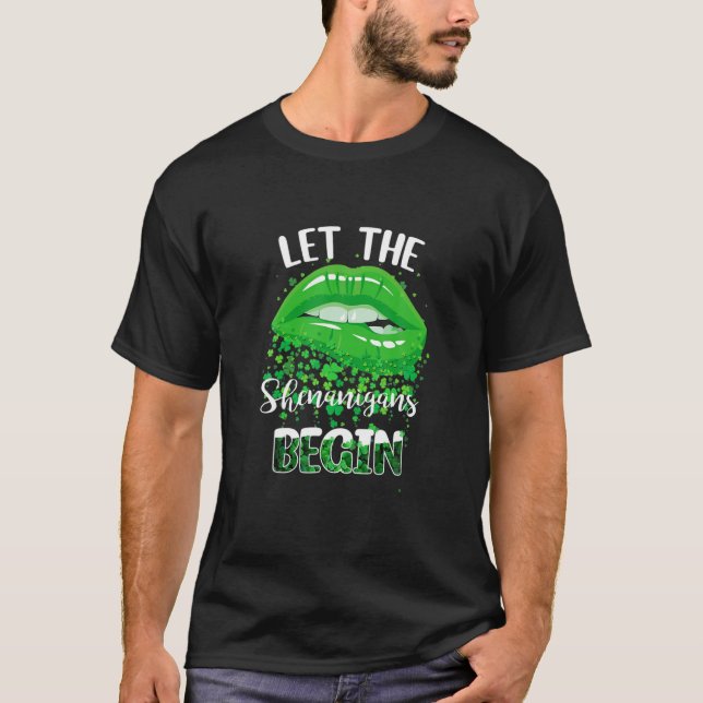 T-shirt Lèvres Fête De Patrick Les Femmes Laissent Les She (Devant)