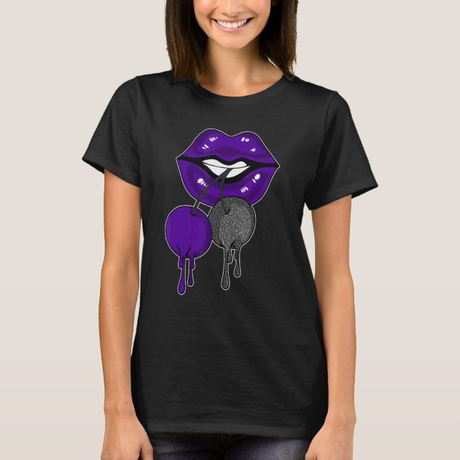 T-shirt Lèvres Luscious gouttant Iris foncé 3s Corresponda (Devant)