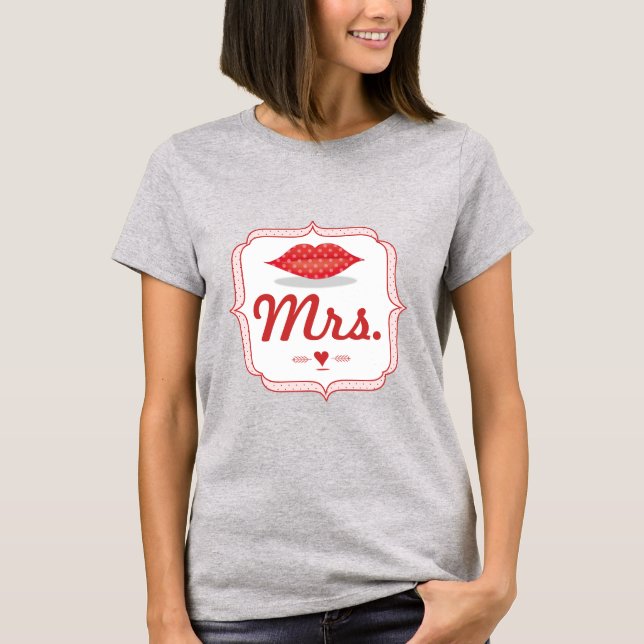 T-shirt Lèvres Mme Hipster Vintage Retro Bride (Devant)