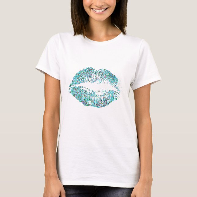 T-shirt Lèvres Pailletées Multicolores #14 (Devant)