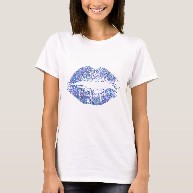 T-shirt Lèvres Pailletées Multicolores #9 (Devant)
