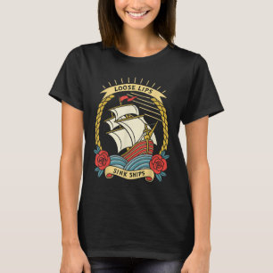 T-shirt Lèvres Perdues Évier Navires Tatouage Nautique Tra