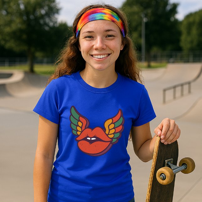 T-shirt Lèvres Psychédéliques Rétro Avec Ailes (Créateur téléchargé)