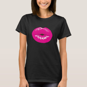 T-shirt Lèvres roses chaudes Illustration brillante