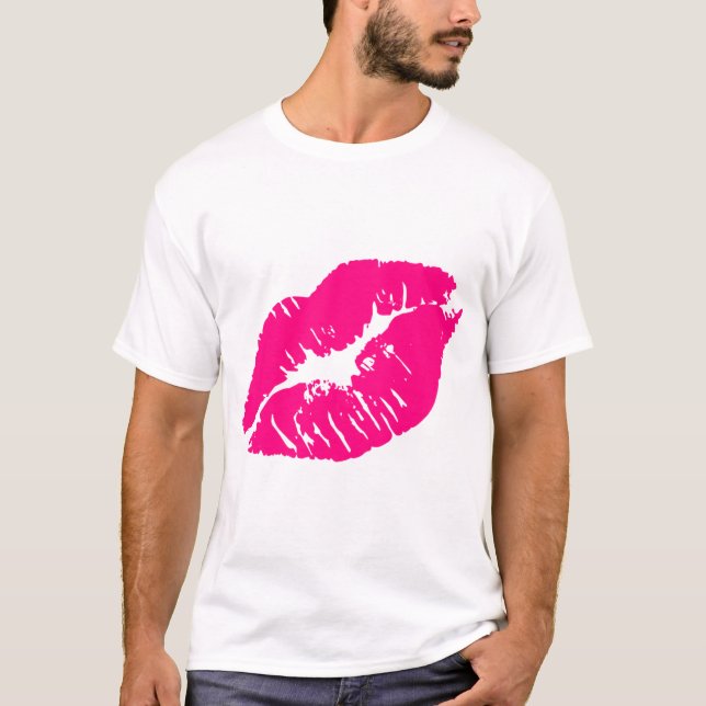 T-shirt Lèvres roses de baiser (Devant)