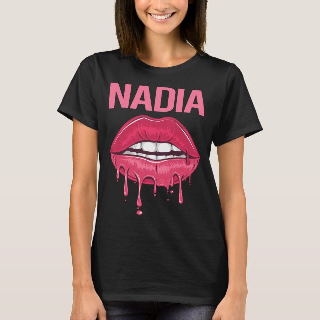 T-shirt Lèvres roses - Nadia Name (Devant)