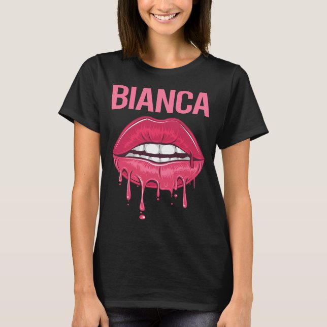 T-shirt Lèvres roses - Nom de la bianca (Devant)
