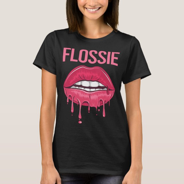 T-shirt Lèvres roses - Nom du Flossie (Devant)