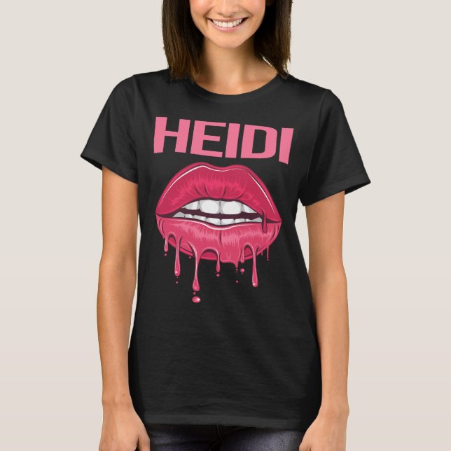 T-shirt Lèvres roses - Nom Heidi (Devant)