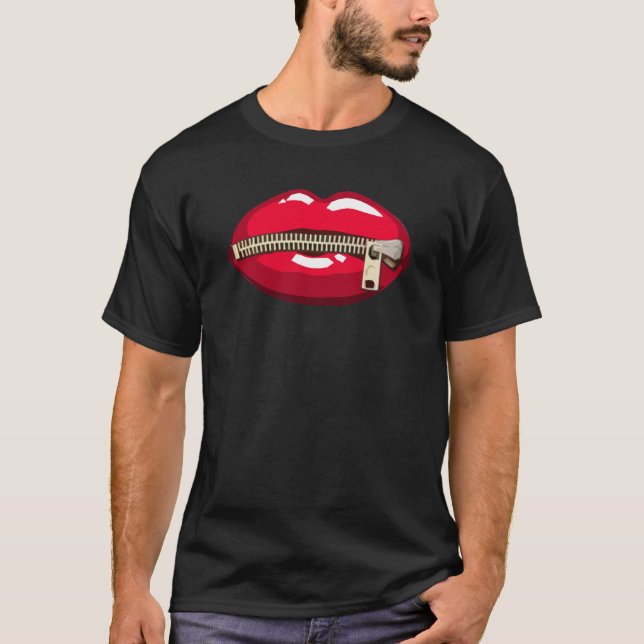 T-shirt Lèvres rouges avec la tirette (Devant)