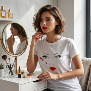 T-shirt Lèvres Rouges Chic et Ongles : Beauté Audacieuse A