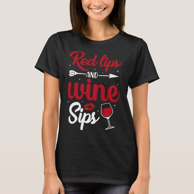 T-shirt Lèvres Rouges Et Vins (Devant)