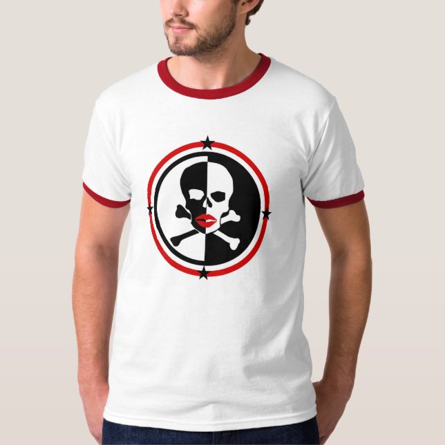T-shirt Lèvres sur l'os de crâne et de croix (Devant)