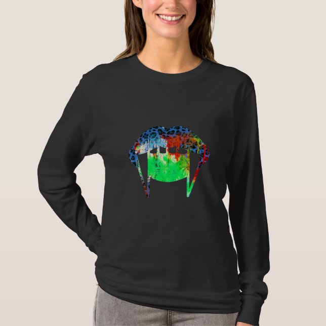T-shirt Lèvres Tie Dye Léopard Vampire Bleu Vert Halloween (Devant)