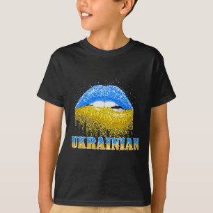 T-shirt Lèvres ukrainiennes drapeau ukrainien filles femme