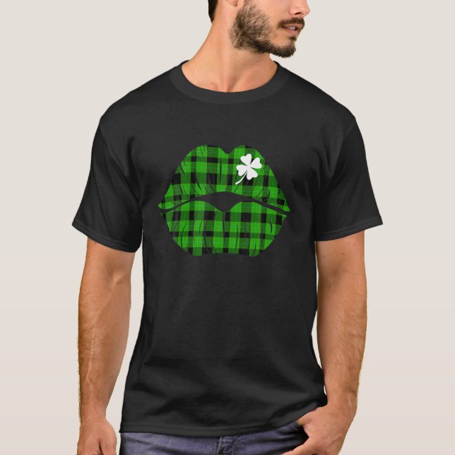 T-shirt Lèvres Vertes Plaid Lips Shamrocks Costume irlanda (Devant)