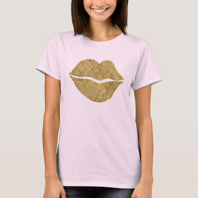 T-shirt Lèvres XOXO Gold (Devant)