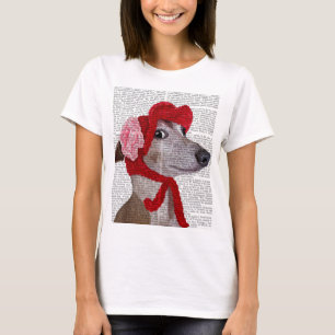 T-shirt Lévrier avec le casquette laineux rouge 2