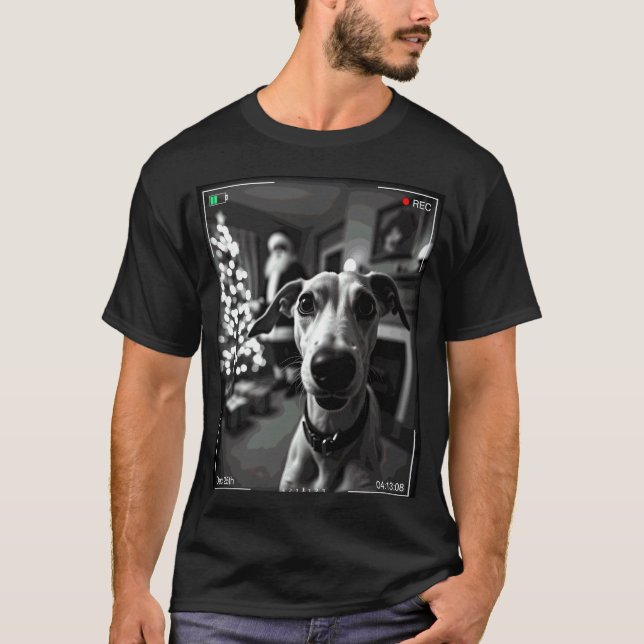 T-shirt Lévrier capture le Père Noël sur la caméra de Noël (Devant)