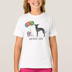 T-shirt Lévrier Italien Noir Chien Mignon - Fille d'annive