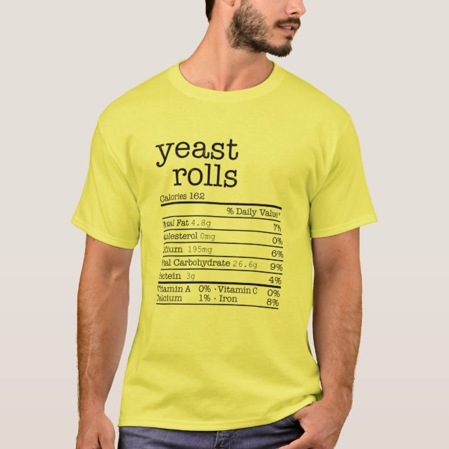 T-shirt Levures Rolls Nutrition Fiches Étiquette Pour Than (Devant)