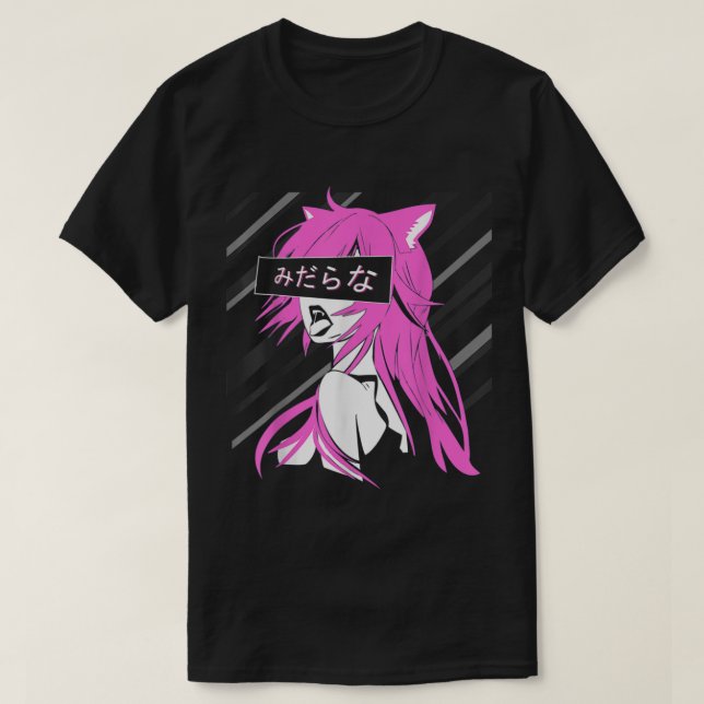 T-shirt Lewd waifu Japonaise chatte prédateur fille anime  (Design devant)
