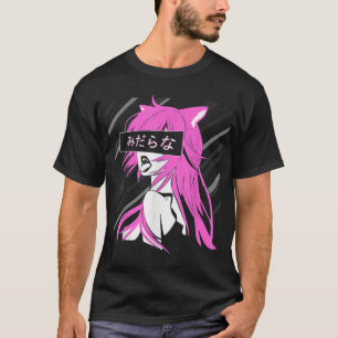 T-shirt Lewd waifu Japonaise chatte prédateur fille anime 