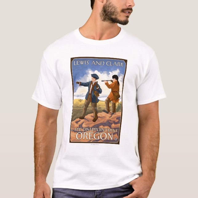 T-shirt Lewis et Clark - déception de cap, Orégon (Devant)