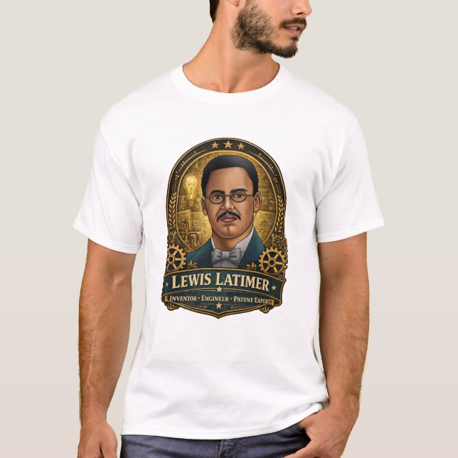 T-shirt Lewis Latimer – Innovateur Électrique (Devant)