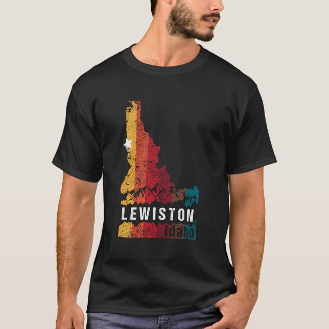 T-shirt Lewiston Idaho Retro Grunge State Map Nouveau grap (Devant)