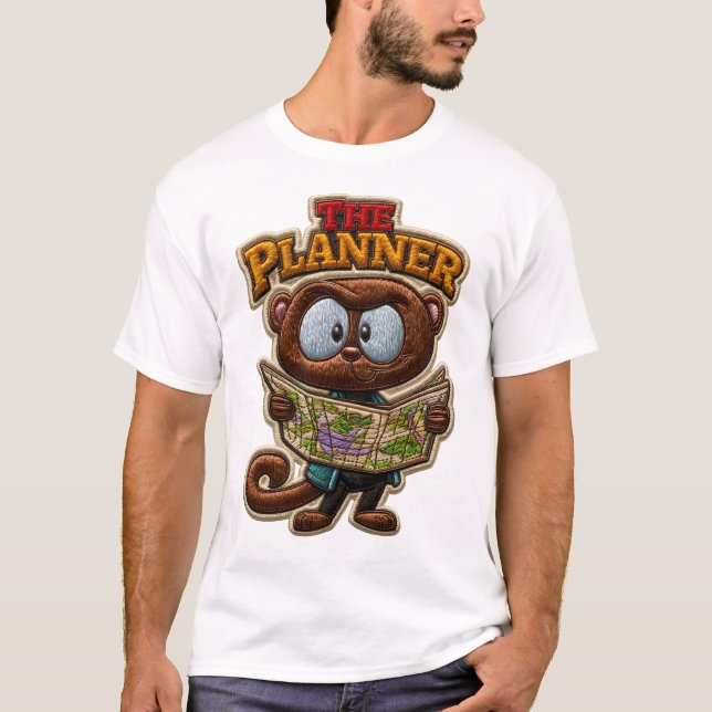 T-shirt L'Explorateur de Style de Patch Brodé du Planifica (Devant)