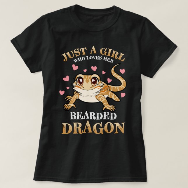 T-shirt Lézar Just Girl Who Loves Bearded Dragon Reptile (Design devant)