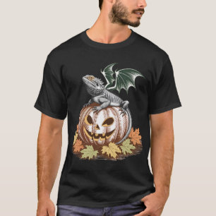 T-shirt Lézard ailé sur Citrouille blanc