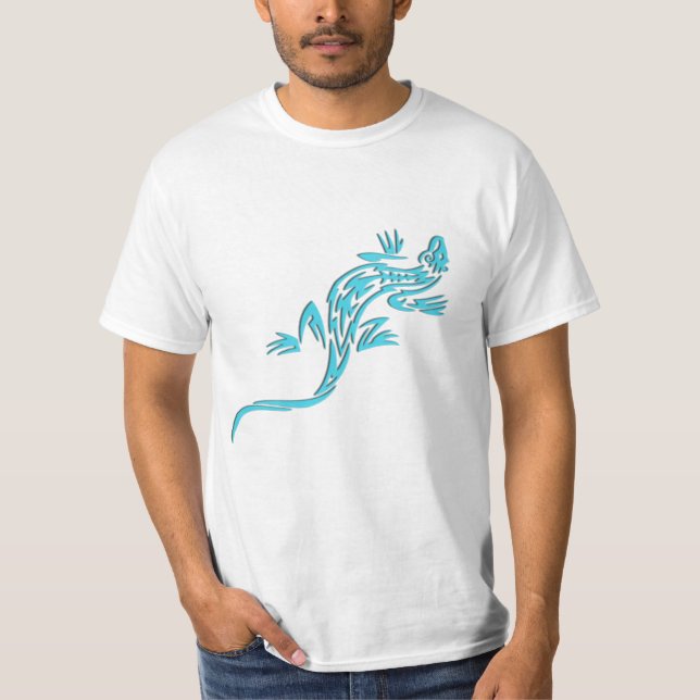 T-shirt Lézard bleu tribal (Devant)