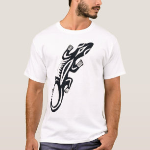 T-shirt Lézard de style tribal noir et blanc