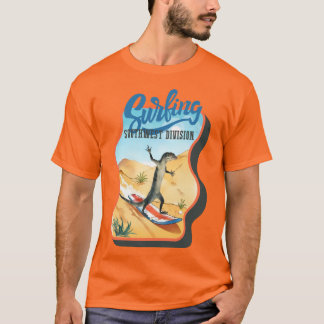 T-shirt Lézard drôle surfant l'été désertique du sud-ouest