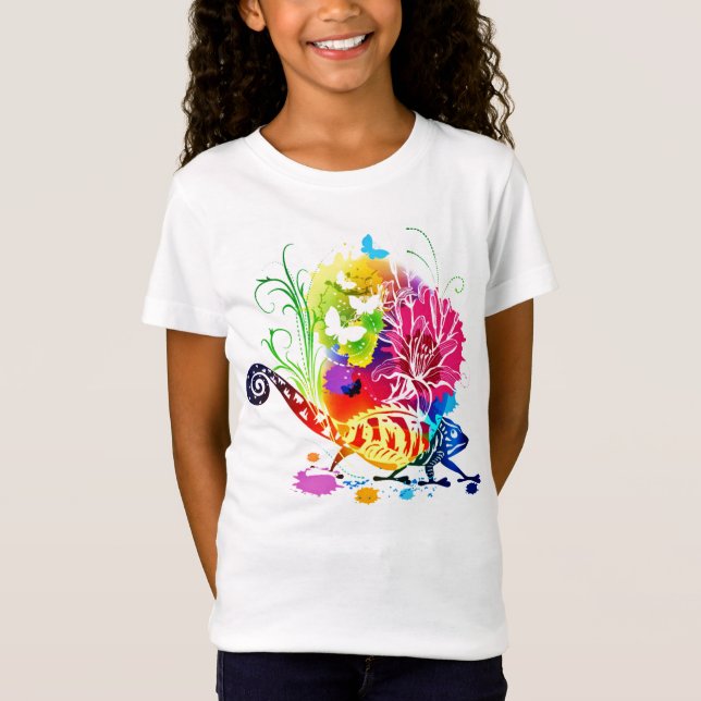 T-Shirt Lézard floral coloré (Devant)