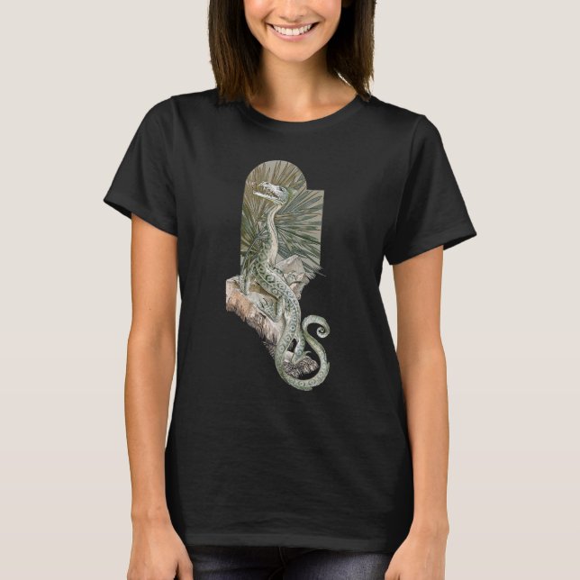 T-shirt Lézard mythique dragon sur des rochers, mythologie (Devant)