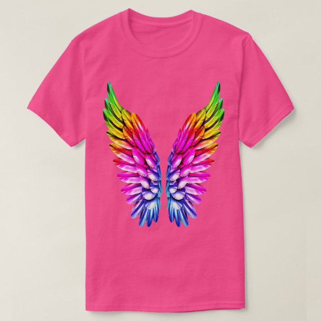 T-shirt LGB Rainbow Wings Rainbow Gay Lesbian Pride Angel (Design devant)