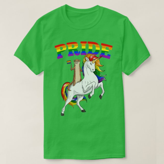 T-shirt LGB Sea Otter Unicorn Gay pride Rainbow LGBQ migno (Design devant)